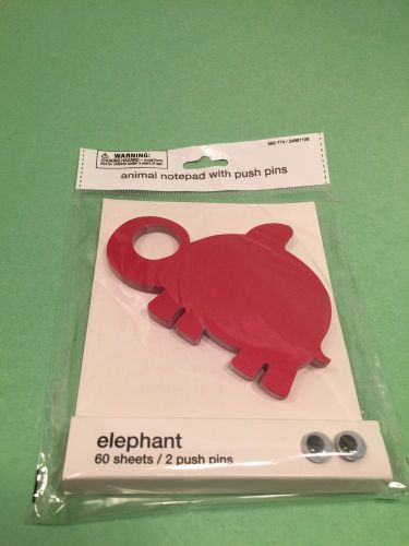 Foray RED ELEPHANT Animal Notepad with Eye Push Pins 1 Pack NEW! Free Shipping!