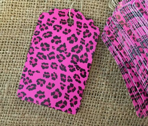 ~Large Boutique elegance pink leopard strung price pricing tags 100 pcs~
