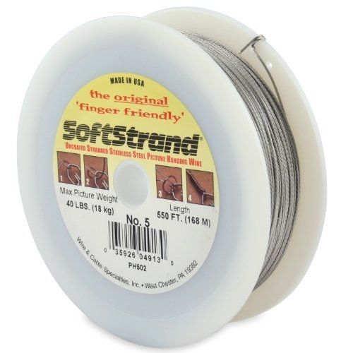 Wire &amp; Cable Specialties Softstrand Size 5 - 550-Feet Picture Wire Uncoated,