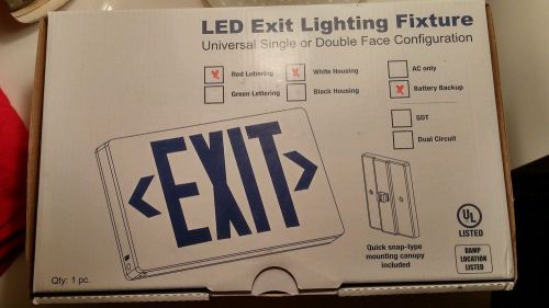 LED Emergency Exit Lighting Fixture Red Lettering Double Face Battery Backup