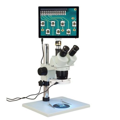 Trinocular 10X-20X-40X 5MP Touchpad Stereo Microscope Table Stand 56 LED Light