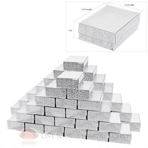 50 silver view top cotton filled jewelry gift boxes  3 1/4&#034; x 2 1/4&#034; for sale