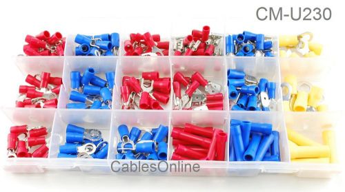 230-pcs vinyl insulated wire terminal assortment kit with 18 slot organizer box for sale