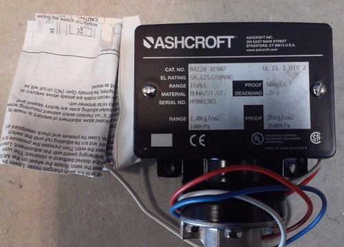 Ashcroft prs. switch, 0-15psi b422b xfs07 15psi 1/2&#034; fnpt, 3/4&#034; npt electrical for sale