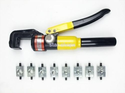 10 Ton Hydraulic Wire Cable Terminal Crimping Crimper Tool Hydroclamp w/8 Dies
