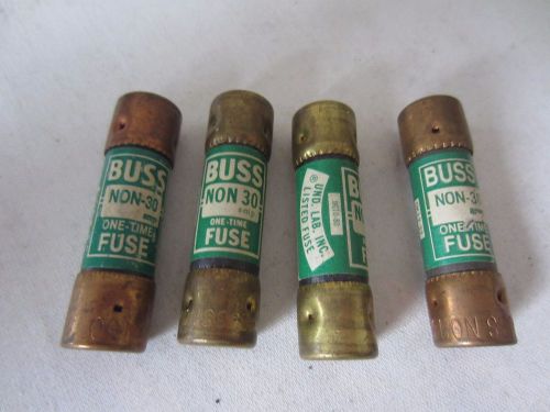 Lot of 4 Bussmann Buss NON-30 Fuses 30A 30 Amps Tested