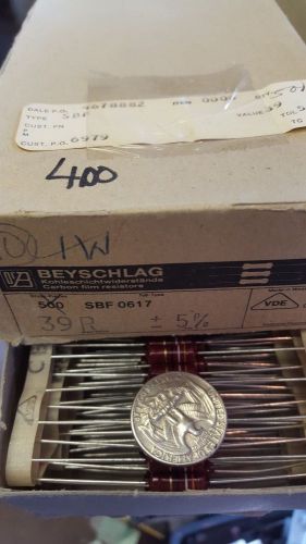 Lot of 20 Vintage Beyschlag Carbon Film Resistor NOS 39 Ohm 5% (new old stock)