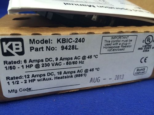 KB KBIC-240 DC MOTOR SPEED CONTROL PART NO. 9428L (NIB) FAST