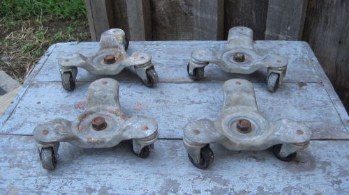 FOUR VINTAGE BASSICK NESTING CASTERS INDUSTRIAL FURNITURE CART WHEEL PIANO PARTS