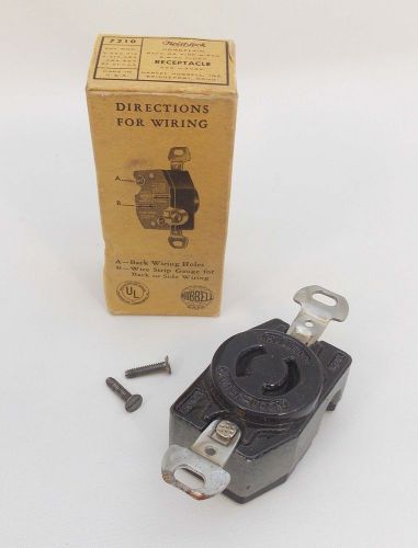 Vintage HUBBELL 7210 Twist-Lock Electrical RECEPTACLE Black Porcelain NOS 0801-2