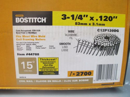 Bostitch C12P120DG 2,700 3-1/4&#034; Smooth Shank 15? Coil Framing Nails New