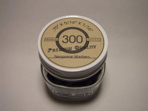 300 rubber washers in a mason jar | .75&#034; x 5/16&#034; x 1/16&#034; | neoprene | 3/4&#034; od for sale