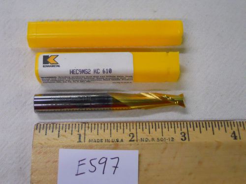 1 NEW KENNAMETAL 9 MM DIAMETER CARBIDE ENDMILL. 2 FLUTE. KC 610 COATED USA. E597