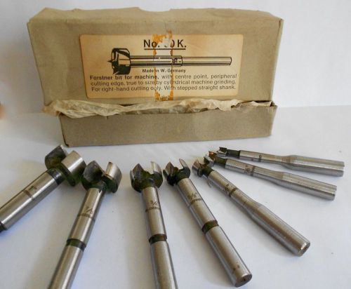 FORSTNER 7 PIECE BITS FOR MACHINE 1/4&#034; TO 1&#034; MADE IN WEST GERMANY NEW IN BOX