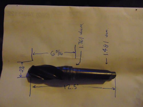 Union Twist Drill, 2-3/16  morse taper shank drill,  unsure of MT#??
