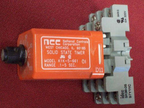 NCC K1K-5-661 SOLID STATE TIMER RANGE 0.1-5SEC 10/6A 150-300VAC 1/2HP WITH BASE