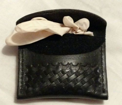 Black Basket Weave Vintage Police Plastic Glove Holder