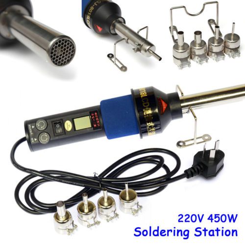 220v 450°c 450w lcd soldering station hot air gun ics smd desolder for bga nozzle for sale
