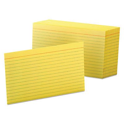 Ruled Index Cards, 5 x 8, Canary, 100/Pack 7521-CAN