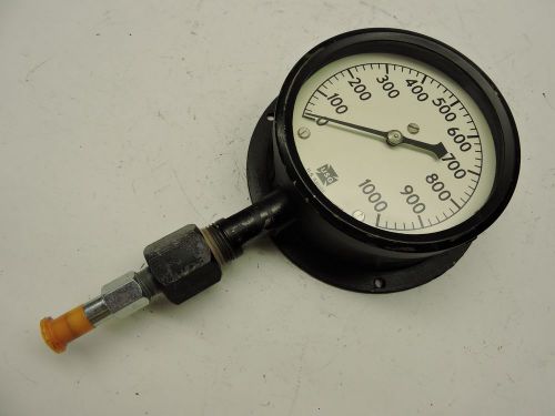 VINTAGE US GAUGE PRESSURE GAUGE 0-1000 PSI 5 inch diameter STEAMPUNK