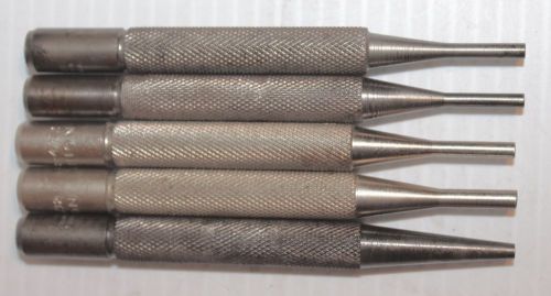 GROUP OF 5 NEW OLD STOCK UNION TOOL (NOW STARRETT) SHORT SHANK DRIVE PIN PUNCHES