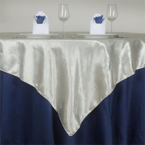 72&#034; x 72&#034; IVORY Adoringly Adorned Satin Lily Tablecloth Overlays