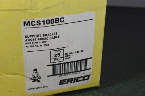 Caddy support bracket #12/14 ac/mc cable w/ beam clamp mcs100bc opened box of 25 for sale