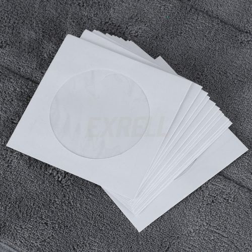 100 Pcs White Paper Disc Bags Bulk Blank Media DVD CD Packaging Sleeves Cases