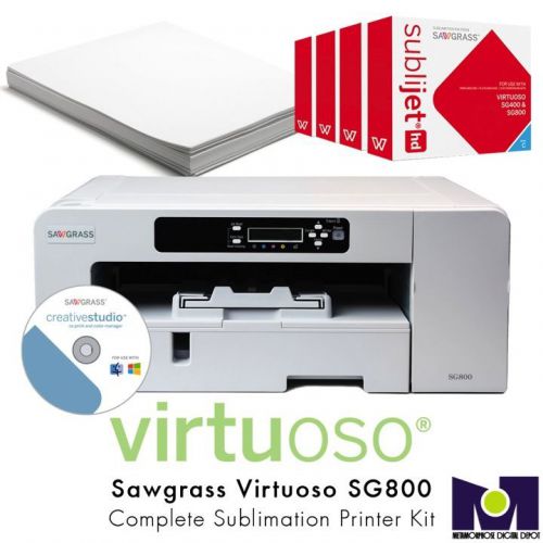 Sawgrass virtuoso sg 800 dye sublimation printer  w/ inkset and 100 sheets for sale