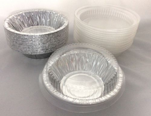 5&#034; Aluminum Pie Pans with Plastic Dome Lids 20 sets