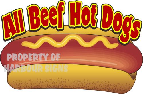 7&#034; All Beef Hot Dogs Decal Concession Food Truck Restaurant Vinyl Menu Sign