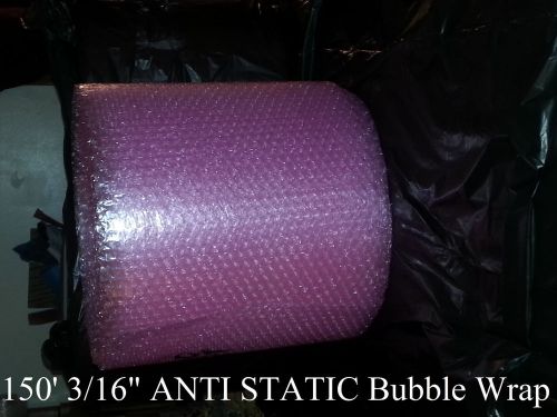150 ft pink anti-static bubble wrap/roll! small bubble! perforated! 3/16&#034; lot112 for sale