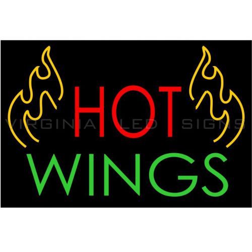Hot Wings LED SIGN neon looking 30&#034;x20&#034; Pizza HIGH QUALITY VERY BRIGHT