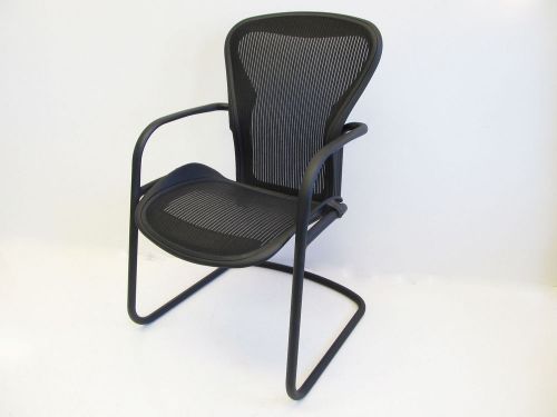 Aeron Side Chair By Herman Miller, Carbon Black Frame with Black Mesh Seat