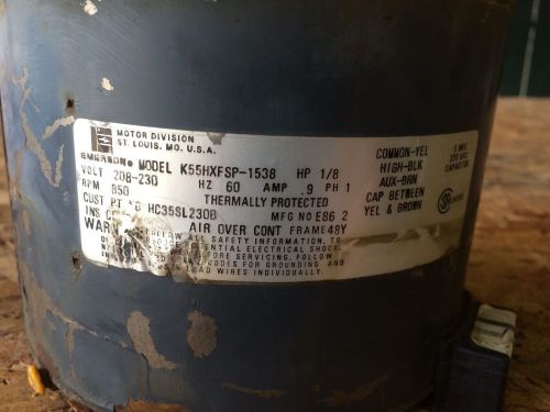 Emerson k55hxf sp-1538 condenser fan  motor 1/8 hp 208-230 v 850 rpm fan blade for sale