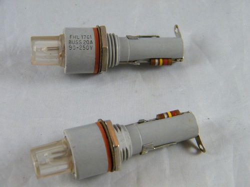 LOT OF 2 NEW BUSSMAN PANEL MOUNT FUSE HOLDER WITH INDICATOR LAMP  # FHL17G1 20A