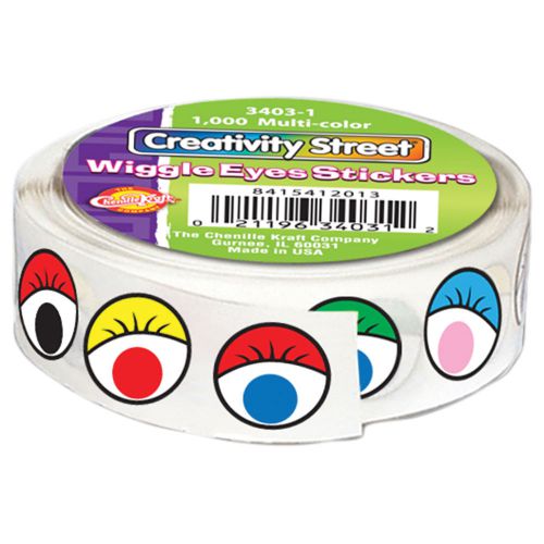 Wiggle Eyes Stickers .5 Inch 1,000/Pkg-Multicolor 021196340312