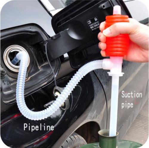 Portable car manual hand siphon pump hose gas oil liquid syphon transfer pump for sale