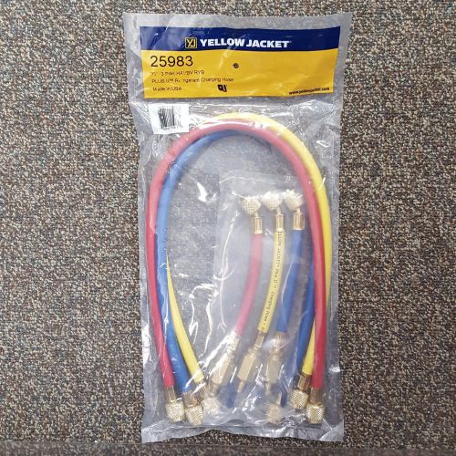 Yellow Jacket 25983 36&#034; 3 Pak, Plus II 1/4&#034; Hose w/ Flexflow Valve Set - NEW!