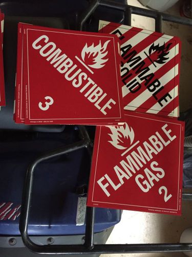 30 Ea. 20 Mil Placard: Flammable Gas, Flammable Solid, And Combustible