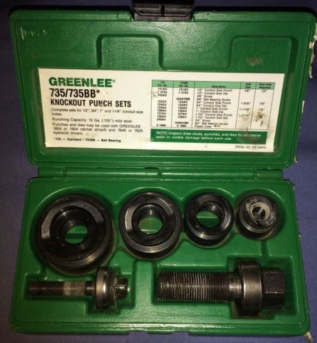 Greenlee Ball Bearing Knockout Punch Set 735BB 1/2 to 1 1/4 in Case