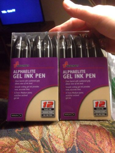 5 Boxes Skilcraft Alpha Elite Gel Pen - Black Ink - Clear Barrel - 60 Pens