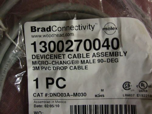 BRAD CONNECTIVITY DND03A-M030 MICRO CHANGE MALE 90 DEGREE SINGLE ENDED, NEW