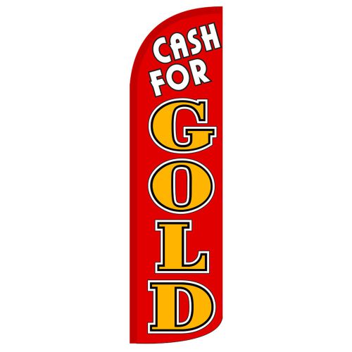 We Buy Gold Windless Swooper Flag Jumbo Full Sleeve Banner/Pole made in USA red