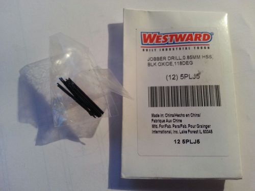 (12) bits,  metric .85mm  westward 5plj5 jobber drill bit, hss .0335 dia. for sale