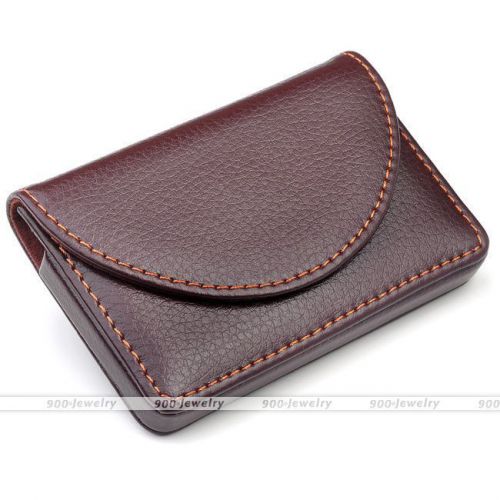 PU Leather Business Name Credit ID Cards Holders Wallet Case Keeper Coffee