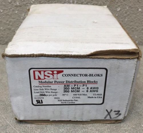 Nsi connector-bloks am-p1-p1 (lot of 3 units) 350 mcm 6 awg amp1p1 new for sale