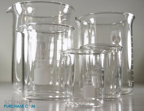 Graduated Bomex Beaker Set 50 100 250 600 and 1000ml glass