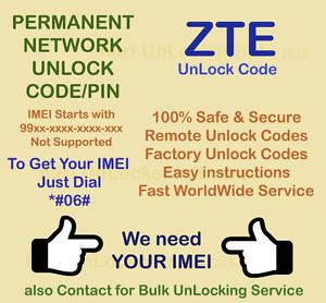 Unlock Code for ZTE Z431 &amp; More Via IMEI Fast Service SIM NETWORK UNLOCK PIN
