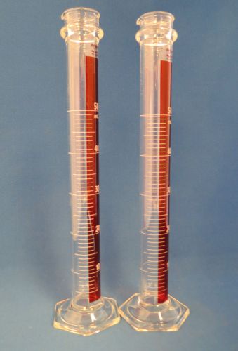 Qty 2 pyrex graduated cylinders 50ml  #3046 lifetime red for sale